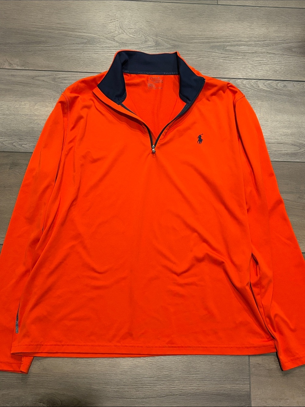 Polo by Ralph Lauren Orange and Navy Quarter-Zip Pullover